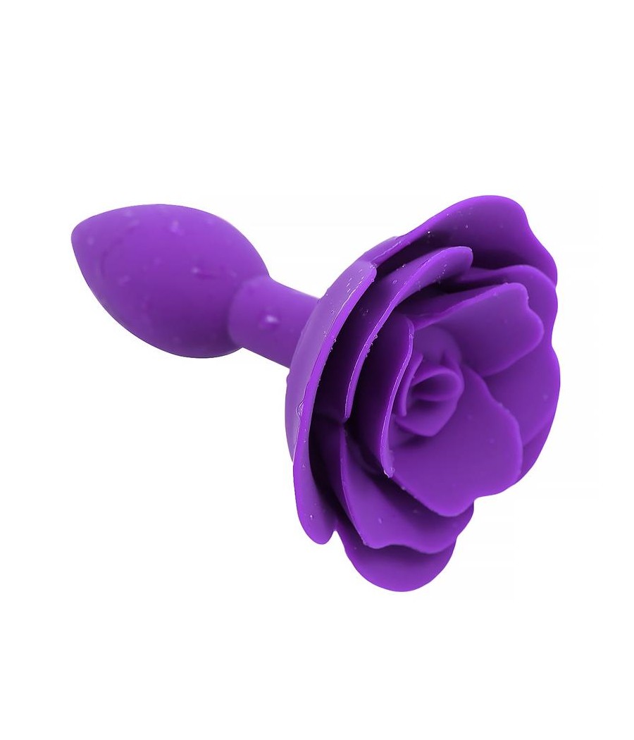 Plug Anal de Silicona con Rosa Purpura