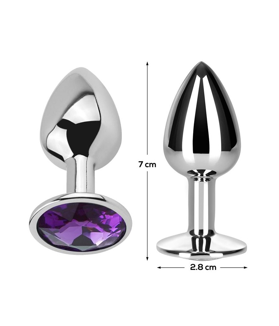 Plug Anal con Joya Purpura Amatista Talla S Aluminio