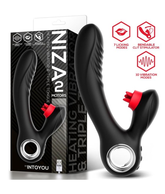 Niza Vibrador con Calor y Triple Lengua Estimuladora de Clitoris