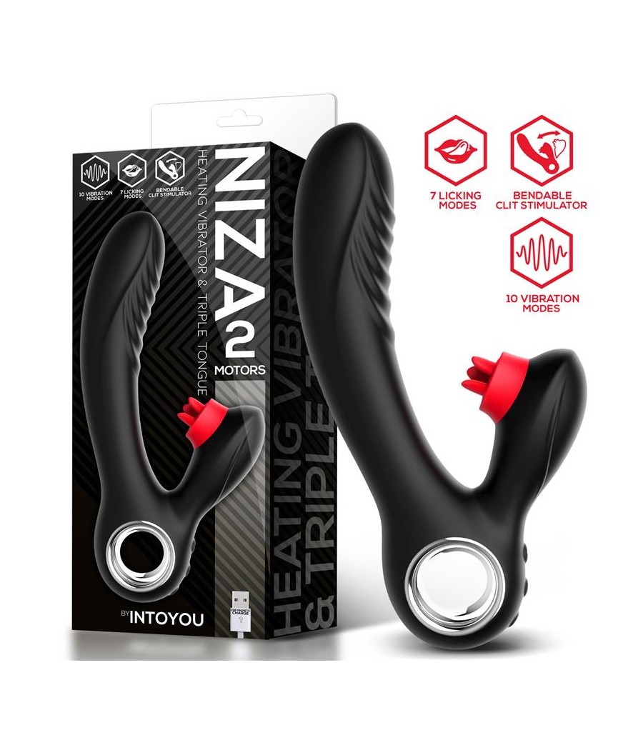 Niza Vibrador con Calor y Triple Lengua Estimuladora de Clitoris