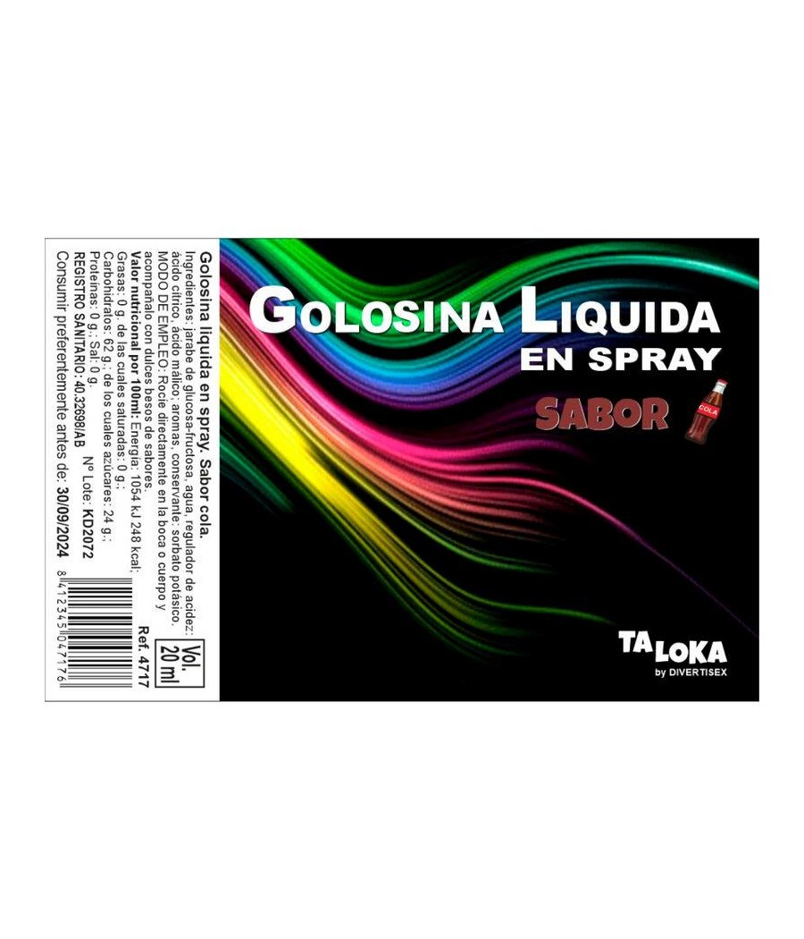 Golosina Liquida en Spray Sabor Cola 20 ml