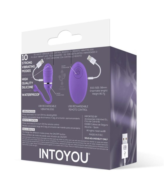 Huevo Vibrador Control Remoto Odise USB Silicona Purpura