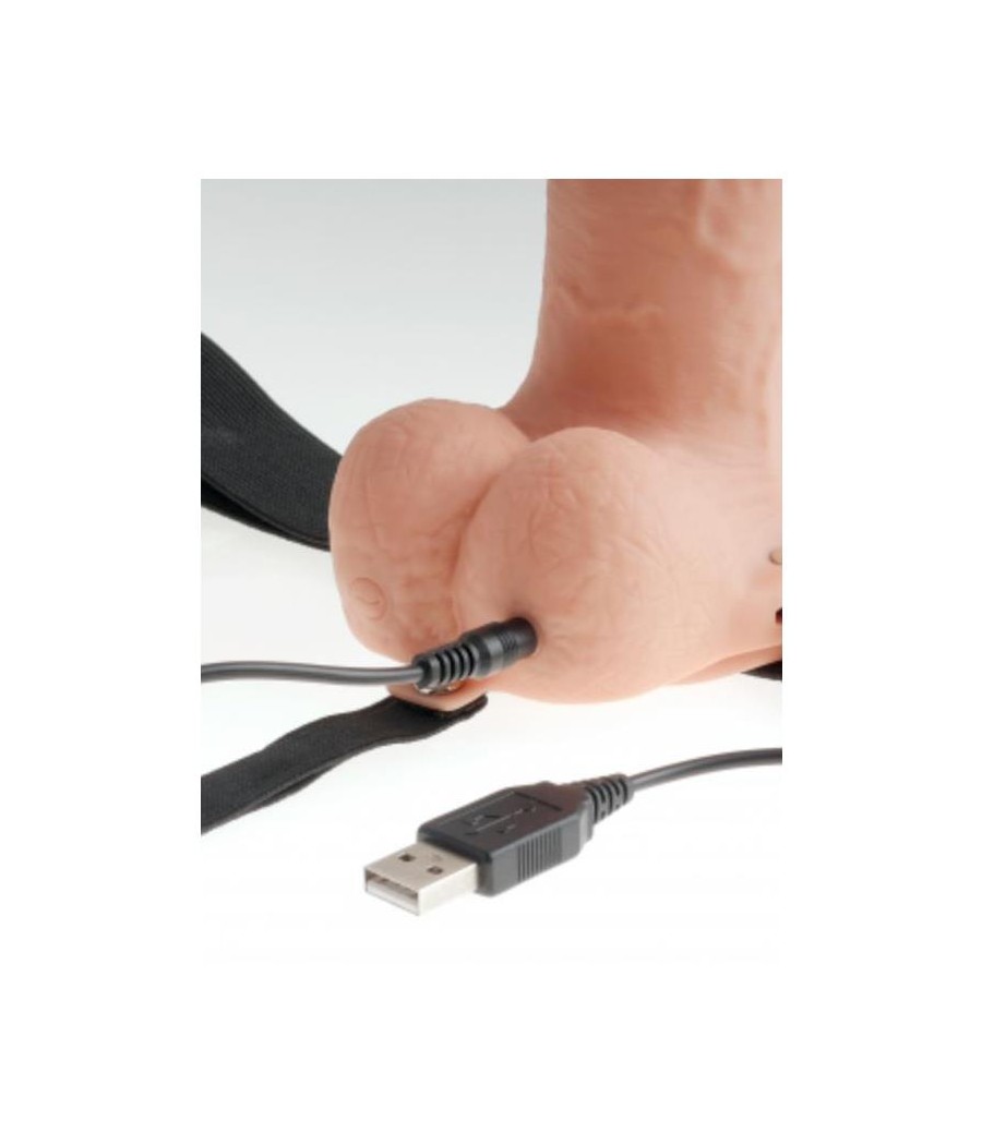 Arnes Elastico con Dildo Hueco 9 10 Funciones Vibracion USB Natural