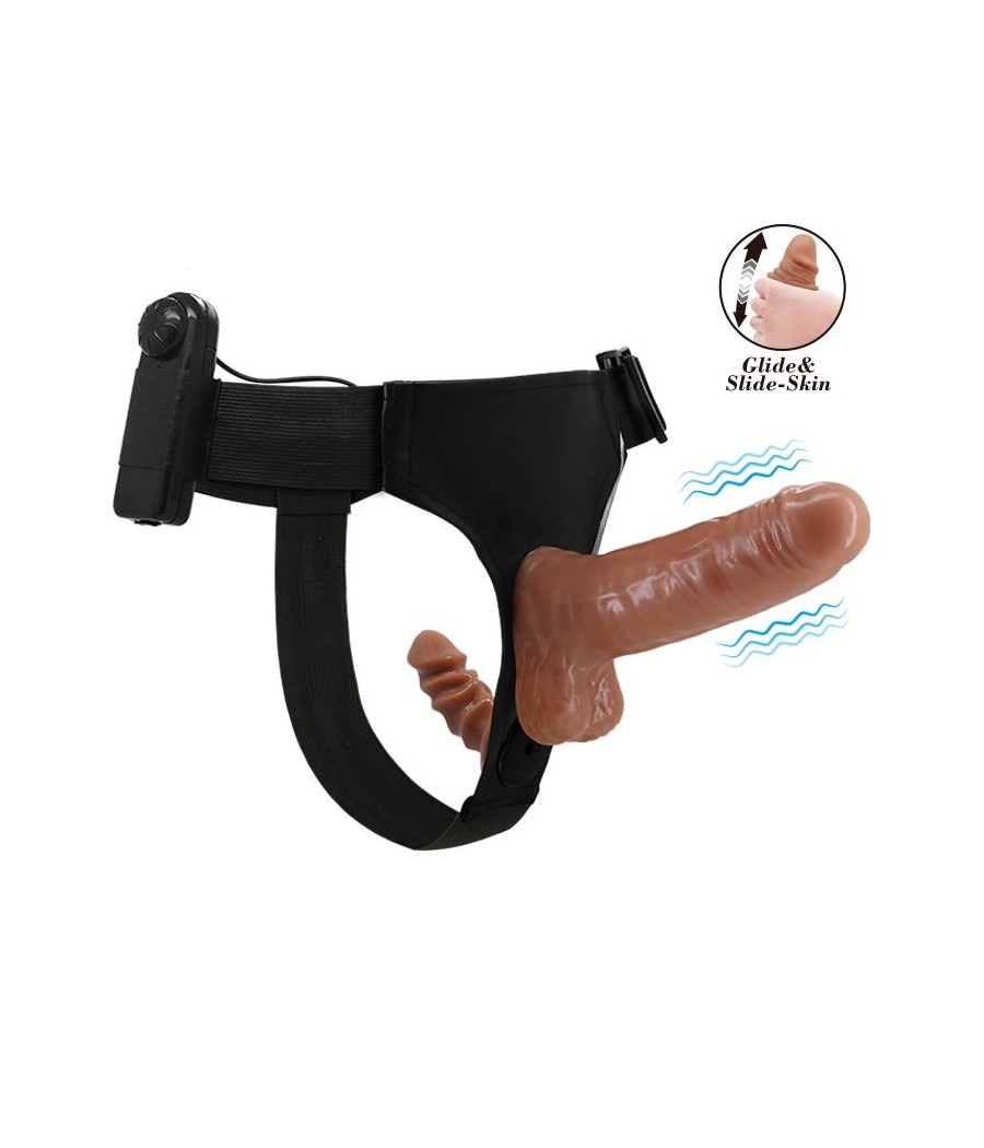 Arnes con Dildo Doble Retractil con Vibracion