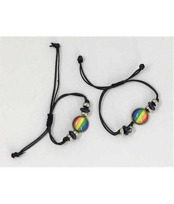 Pulsera Ajustable con Circulo Bandera LGBT