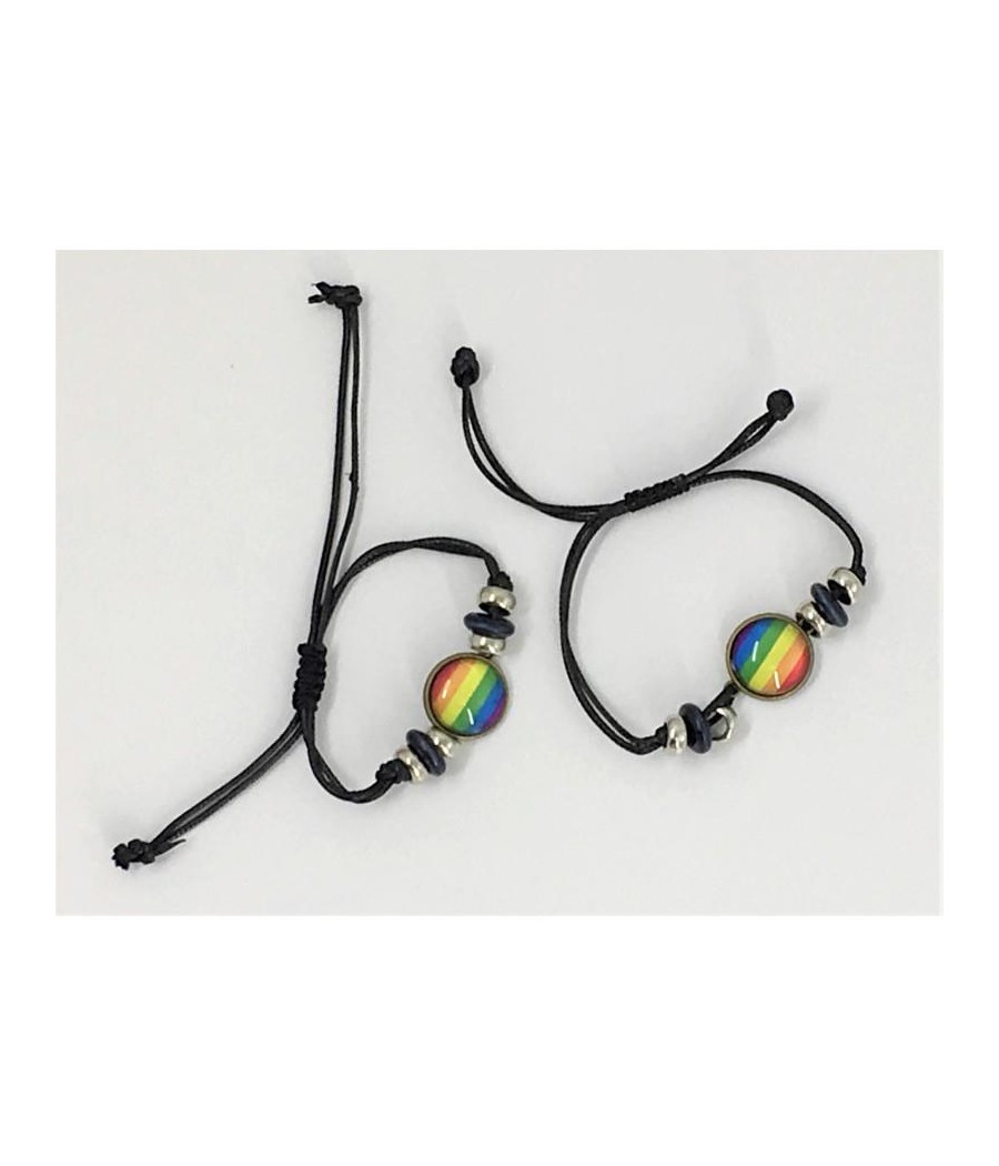 Pulsera Ajustable con Circulo Bandera LGBT