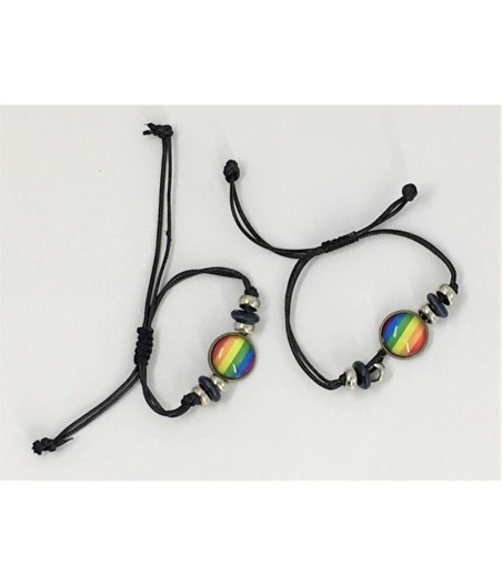 Pulsera Ajustable con Círculo Bandera LGBT+