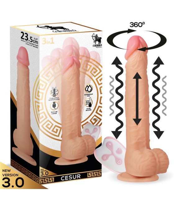 Cesur 30 Dildo Realista Vibracion Movimiento Ondulante 360º y Telescopico Control Remoto USB