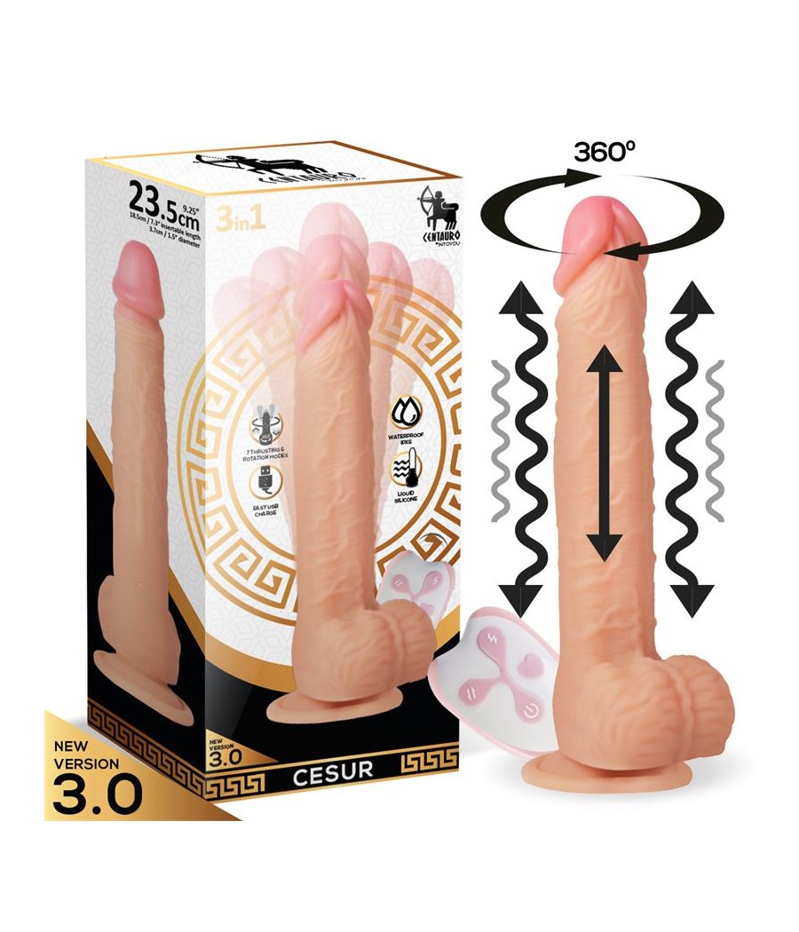 Cesur 30 Dildo Realista Vibracion Movimiento Ondulante 360º y Telescopico Control Remoto USB