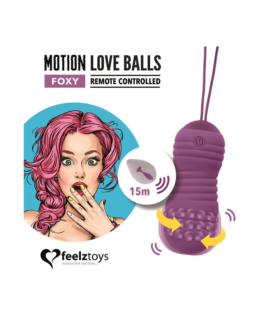 Huevo Vibrador Motion Love Balls con Control Remoto Foxy Purpura