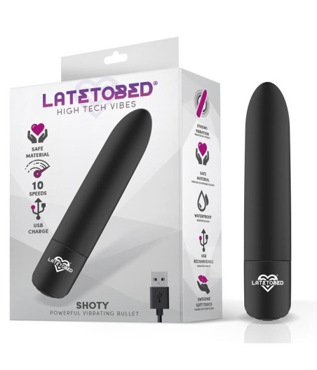 Shoty Bala Vibradora USB 10 Velocidades Potente Motor Negro