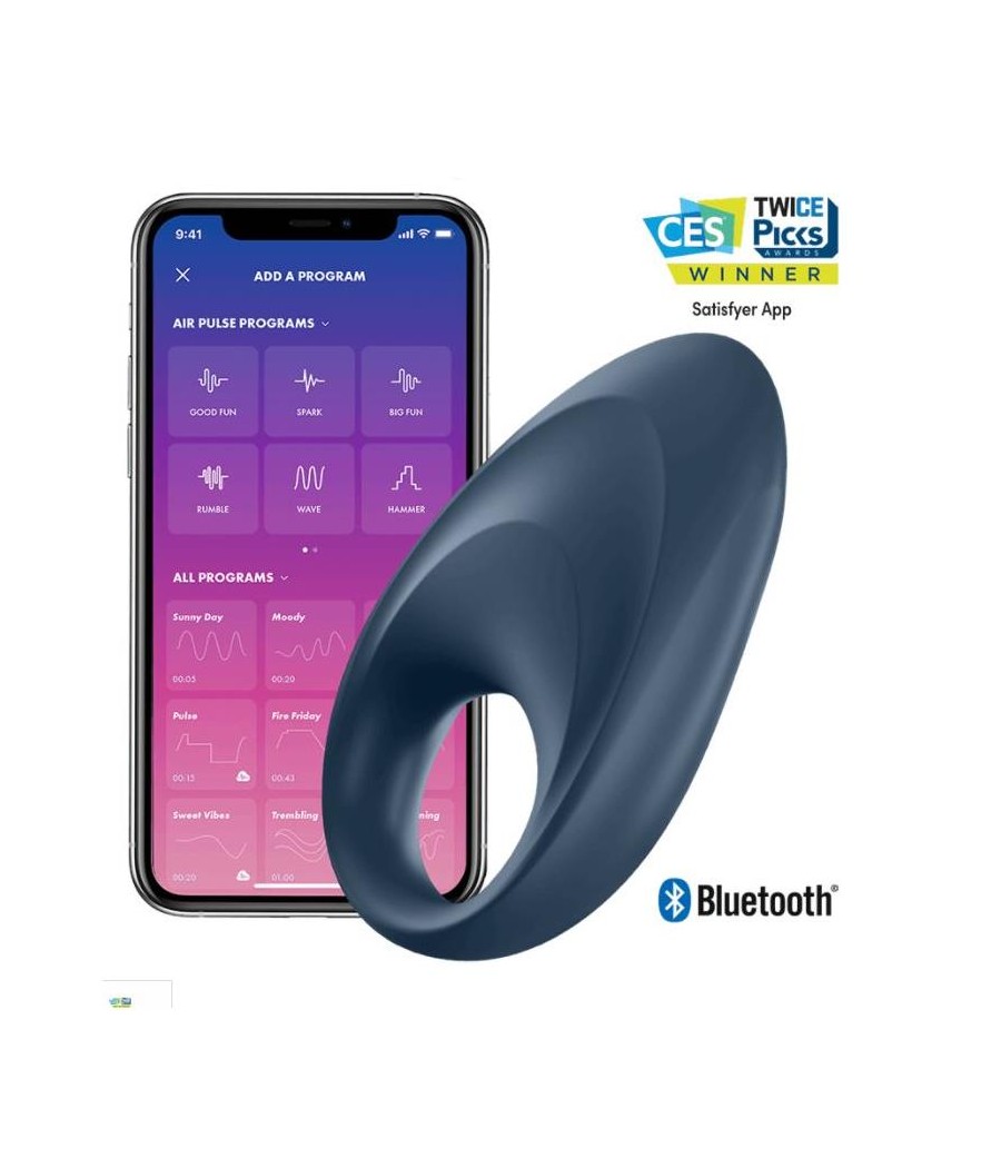 Mighty One Anillo Vibrador con APP Azul