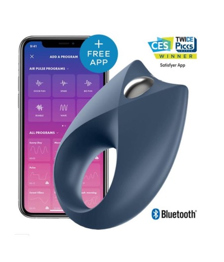 Royal One Anillo Vibrador con APP Azul