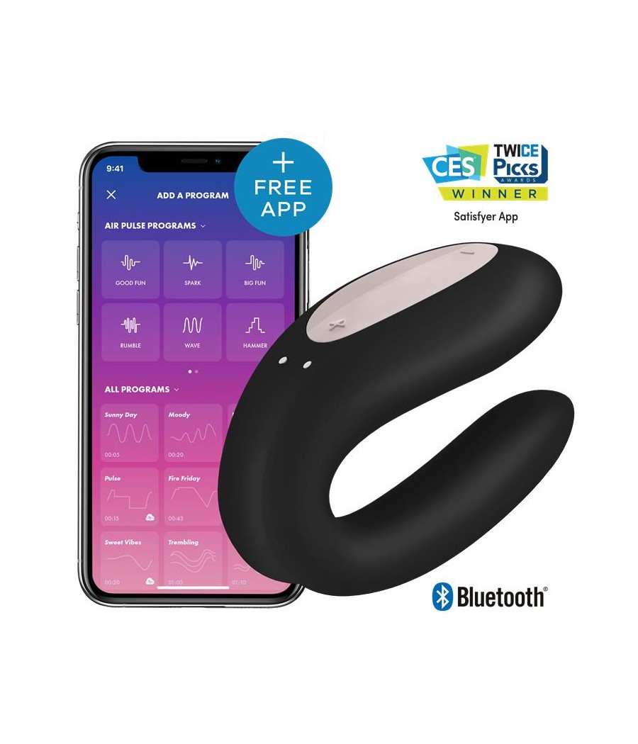 Vibrador para Parejas con APP Double Joy Negro