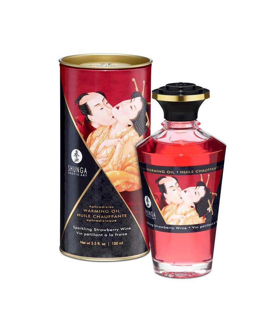 Shunga Aceite de Masaje Efecto Calor Aroma Vino Espumoso de Fresa