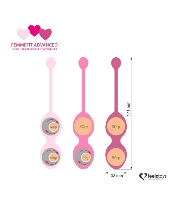 Femmefit Set 3 Bolas Ejercicios Avanzados de Suelo Pelvico