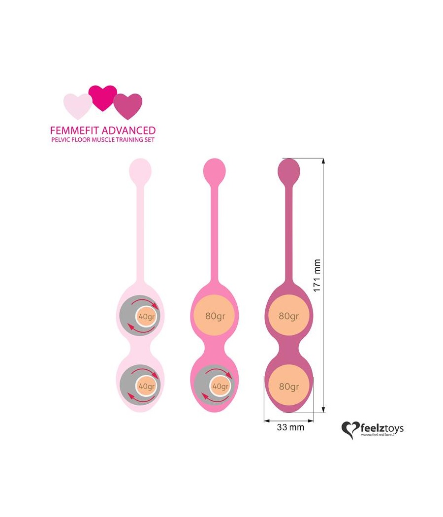 Femmefit Set 3 Bolas Ejercicios Avanzados de Suelo Pelvico