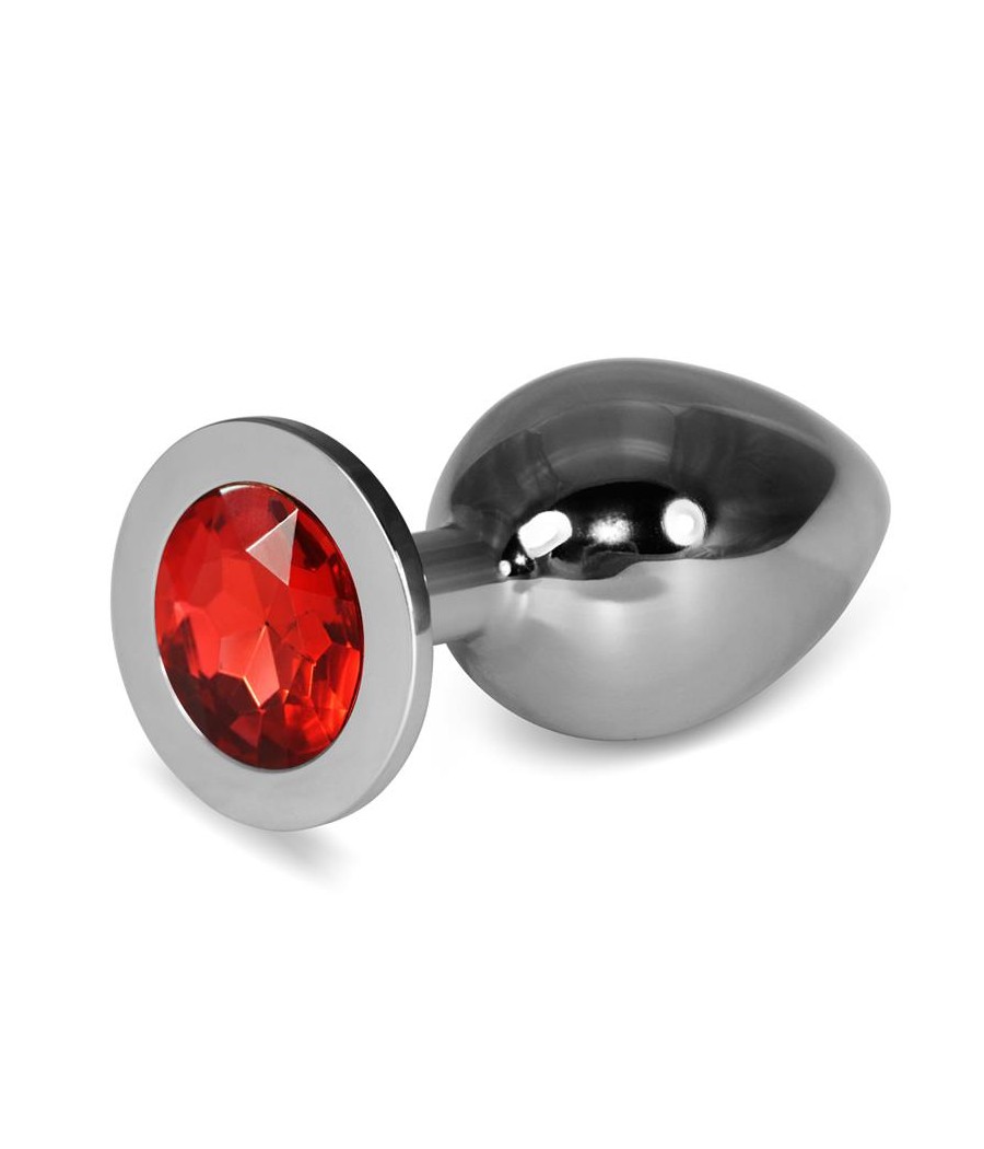 Plug Anal Metal RoseBud Classic con Joya Rojo Talla L