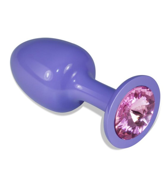 Plug Anal de Metal Púrpura Rosebud con Joya Rosa