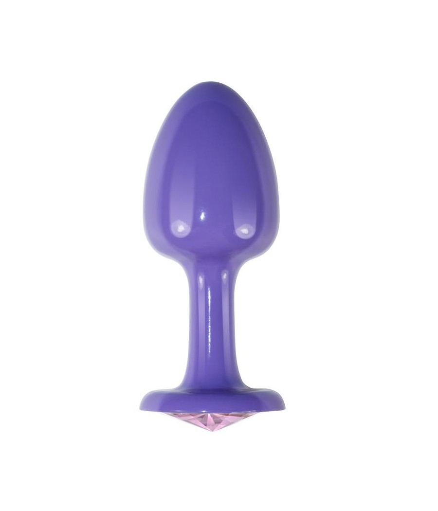 Plug Anal de Metal Purpura Rosebud con Joya Rosa