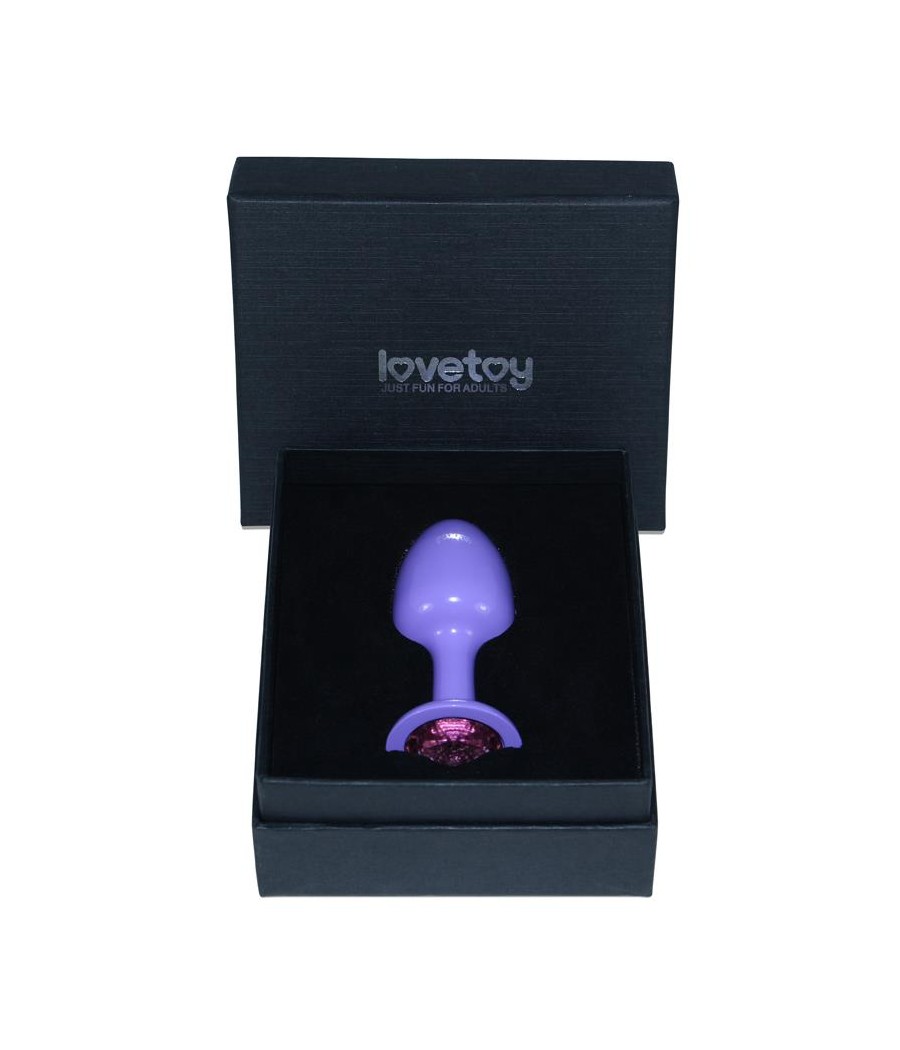 Plug Anal de Metal Purpura Rosebud con Joya Rosa