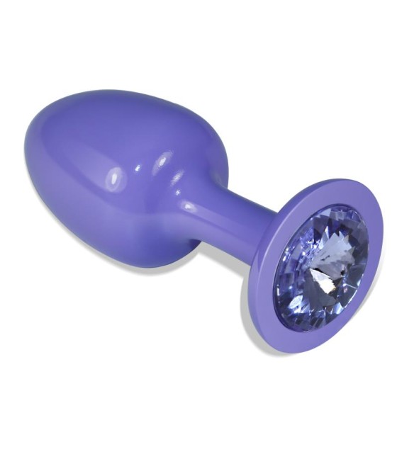 Plug Anal de Metal Purpura Rosebud con Joya Azul