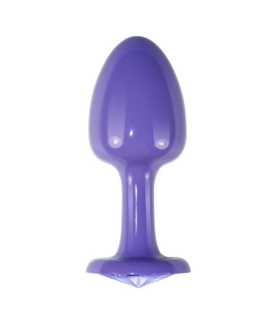 Plug Anal de Metal Purpura Rosebud con Joya Azul