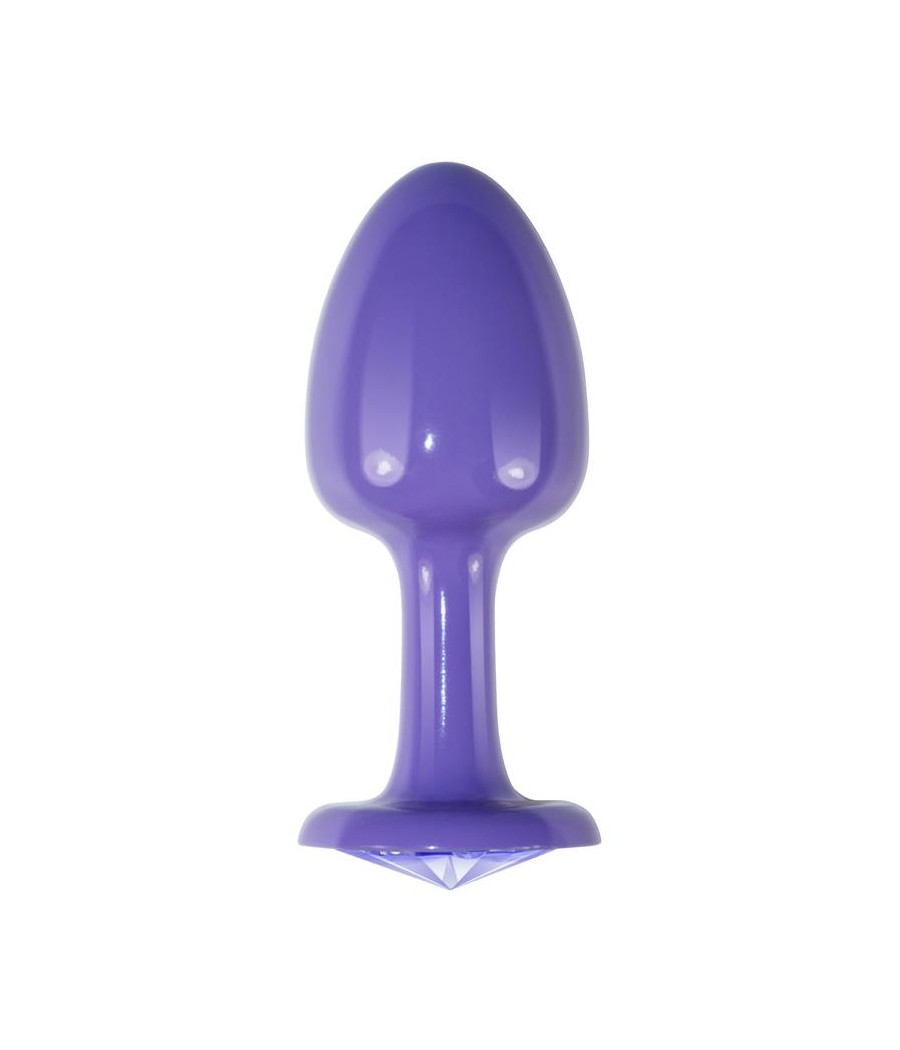 Plug Anal de Metal Purpura Rosebud con Joya Azul