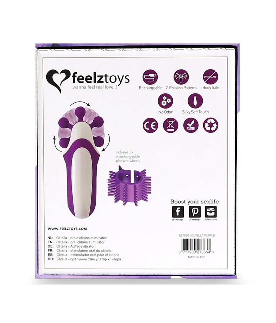 Clitella Estimulador Sexo Oral con Accesorios Purpura