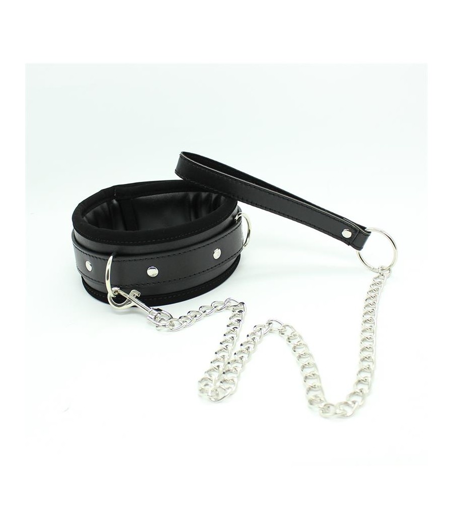 Collar con Correa de Metal e Interior Acolchado Negro