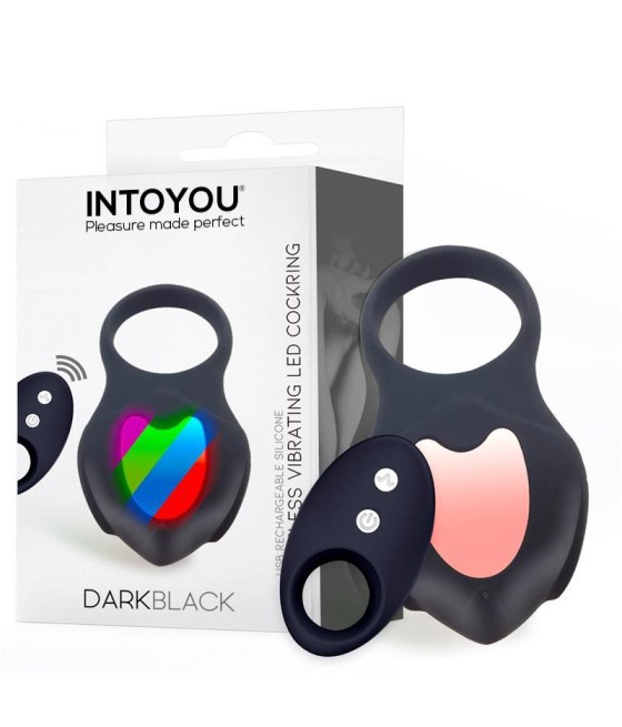 Darkblack Anillo Vibrador con Led Control Remoto USB Silicona