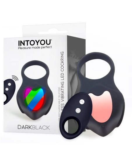 Darkblack Anillo Vibrador con Led Control Remoto USB Silicona