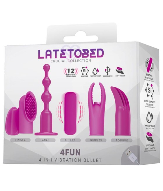 4Fun Bala Vibrador y 4 Fundas USB Impermeable Silicona