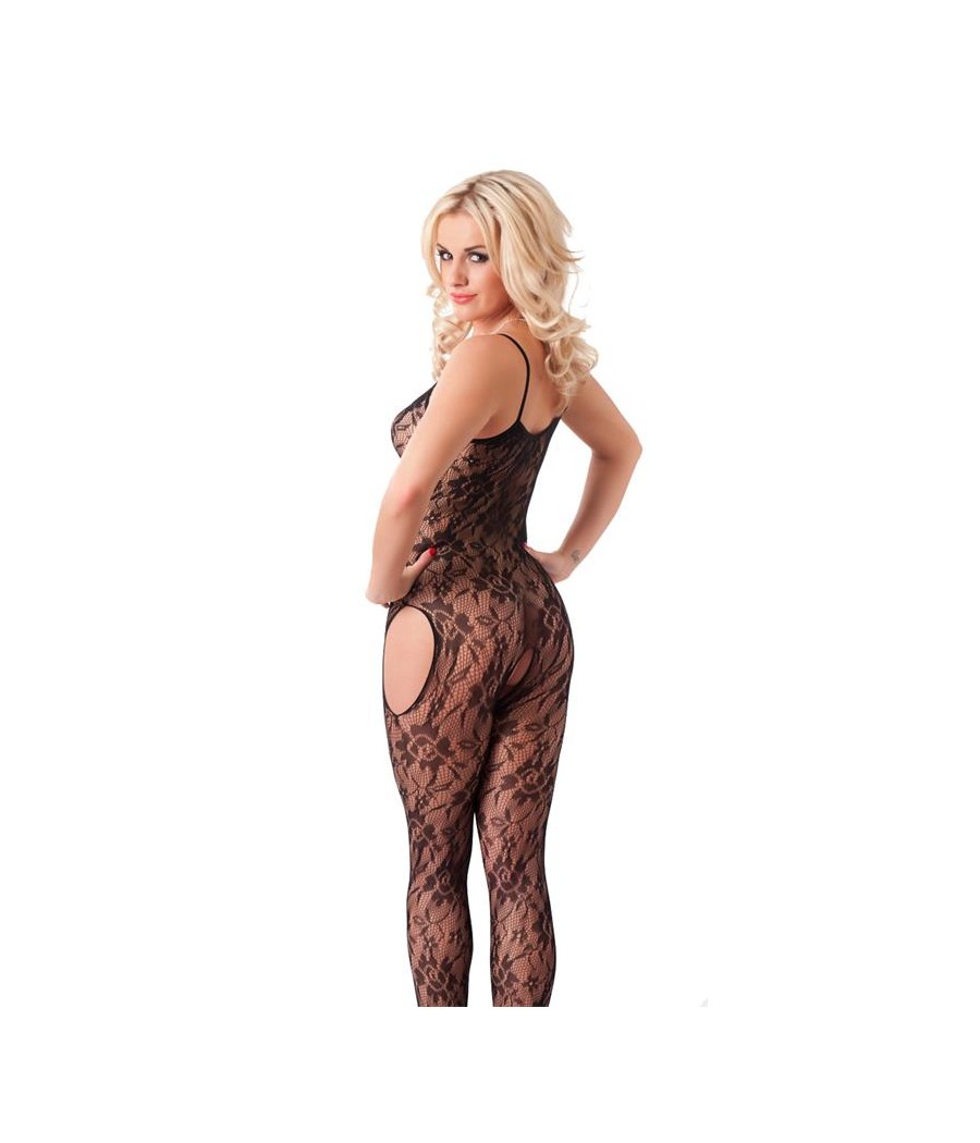 Rimba Amorable Catsuit Abierto con Motivos Florales Color Negro Talla unica