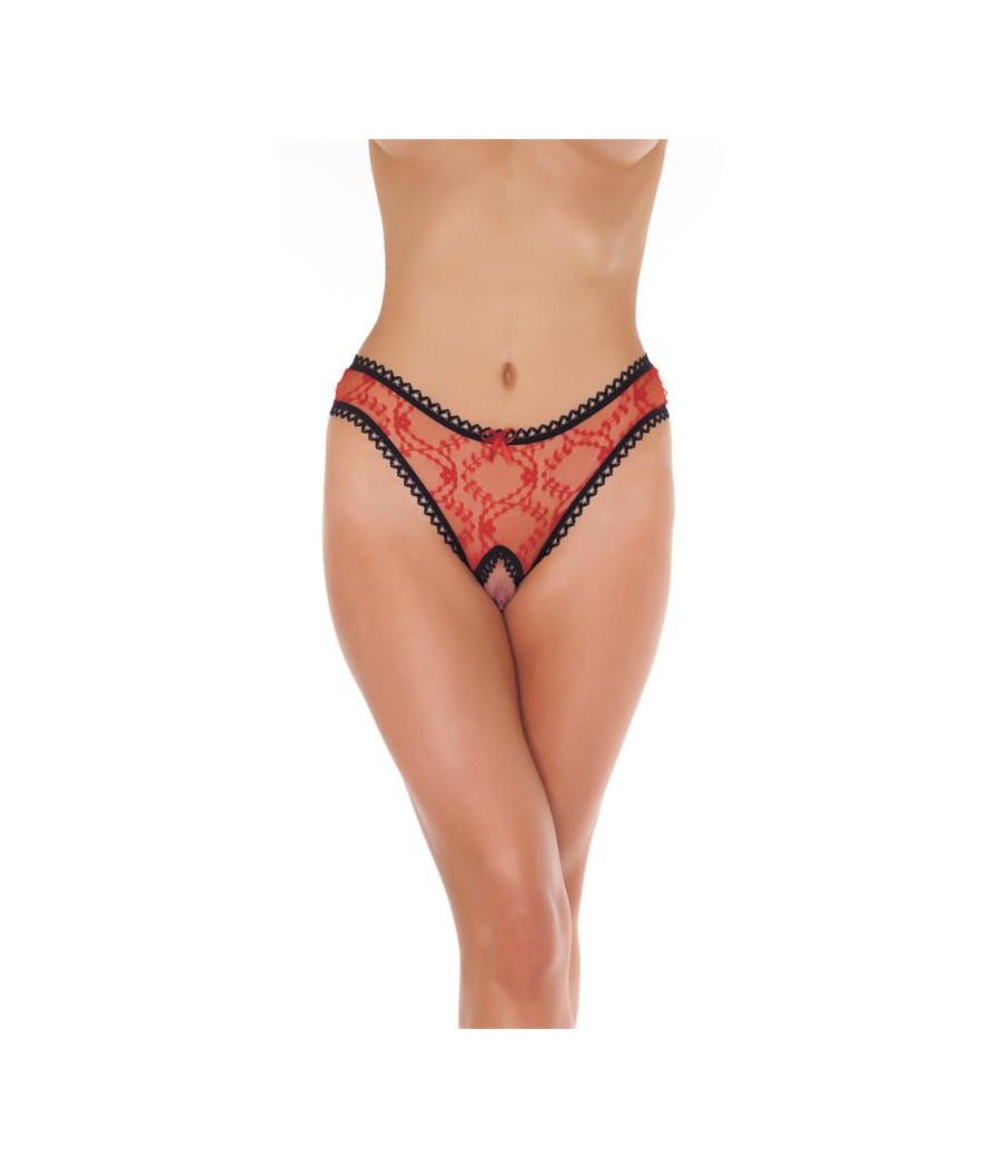 Rimba Amorable Tanga Abierto Color Rojo y Negro Talla unica