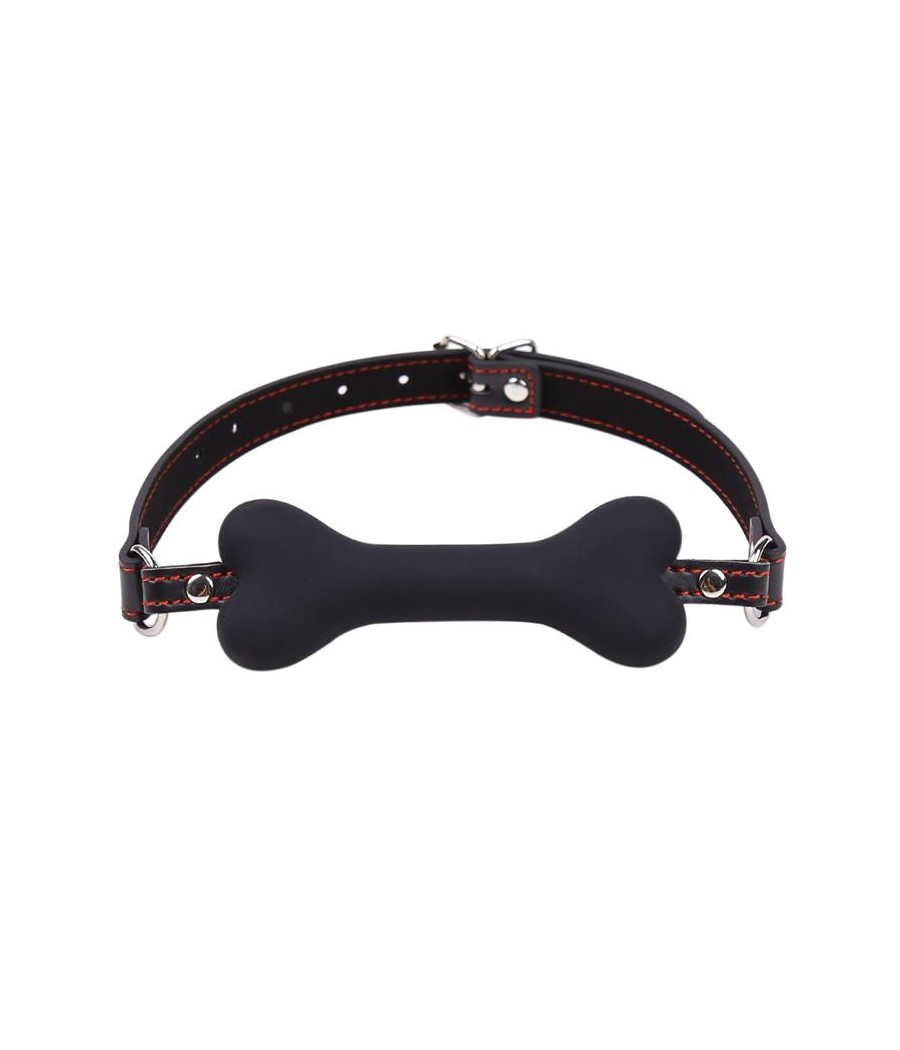 Mordaza Forma de Hueso Silicona 12 cm Negro