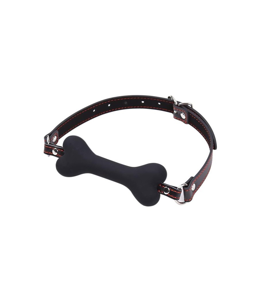 Mordaza Forma de Hueso Silicona 12 cm Negro