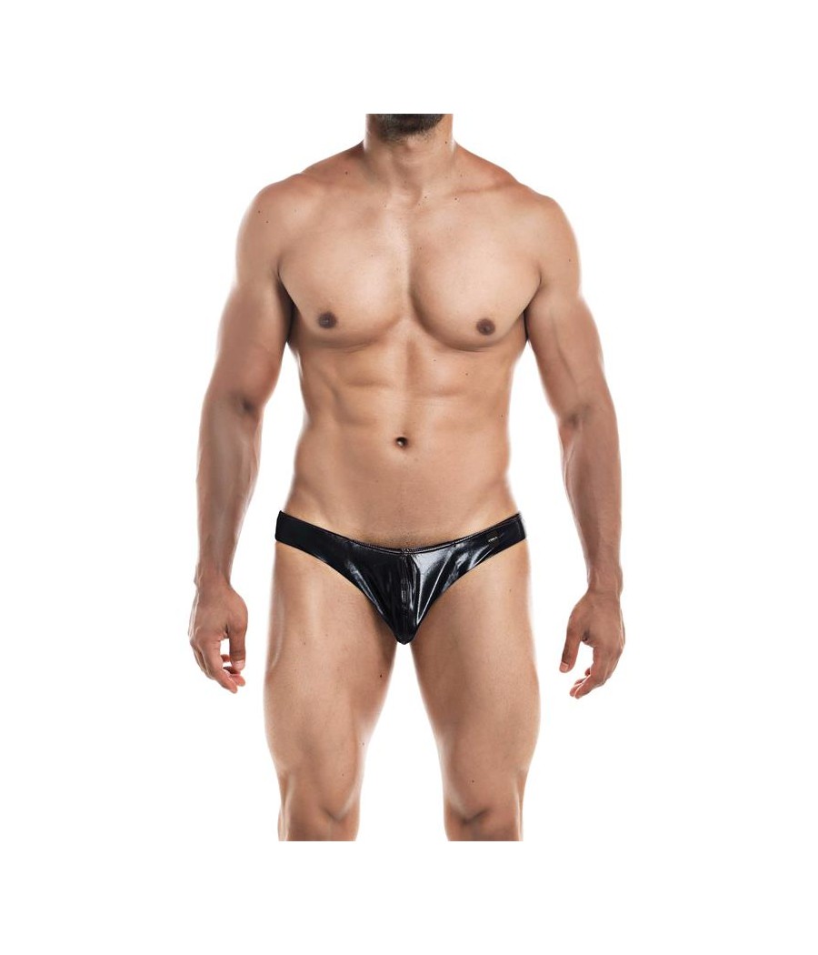 Slip Bikini de Corte Bajo Provocative Negro Skai