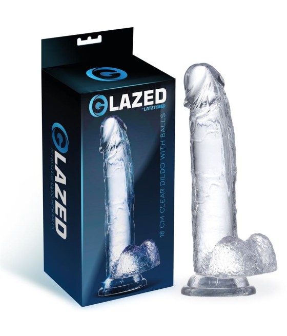 Dildo Realista con Testiculos Material Cristalino 18 cm