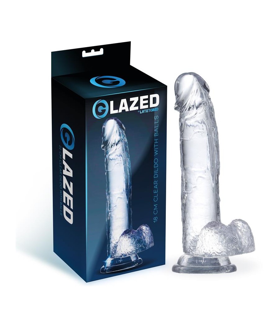 Dildo Realista con Testiculos Material Cristalino 18 cm