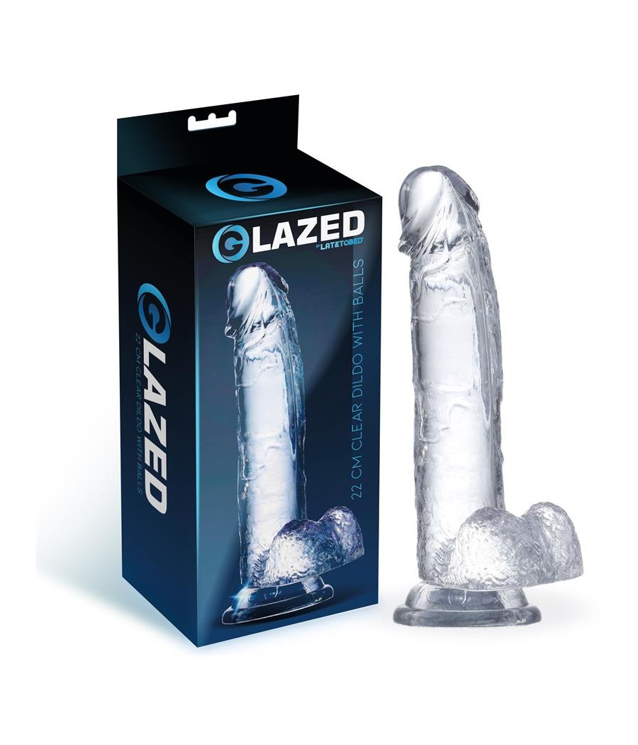 Dildo Realista con Testiculos Material Cristalino 22 cm