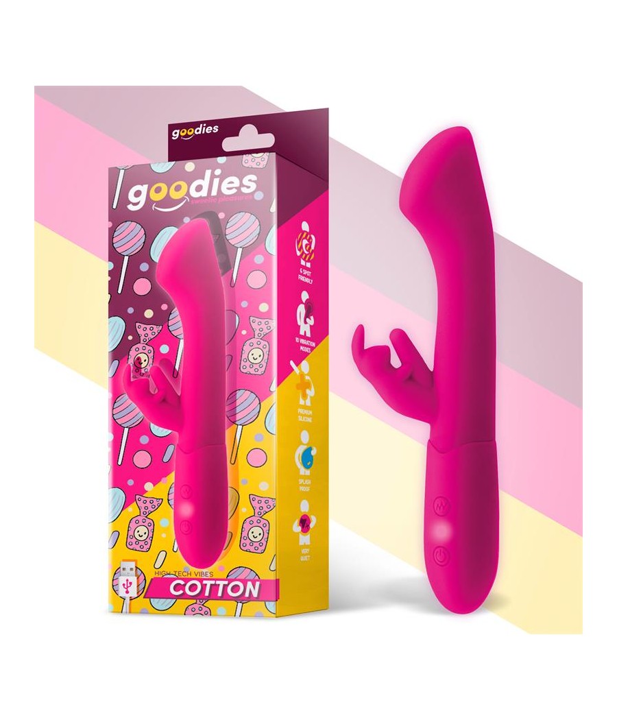 Cotton Vibrador Punto G y Conejito USB Silicona Fuchsia