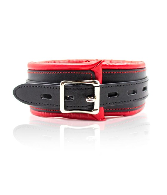 Collar con Correa de Metal e Interior Acolchado Negro Rojo