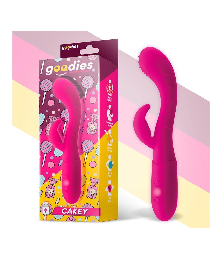 Cakey Vibrador Punto G y Conejito USB Silicona Fuchsia