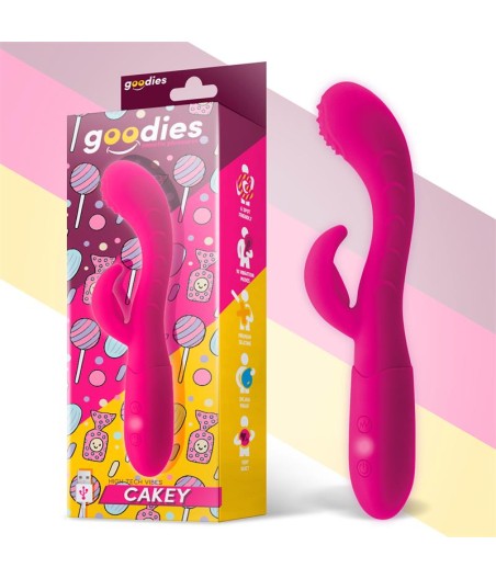 Cakey Vibrador Punto G y Conejito USB Silicona Fuchsia