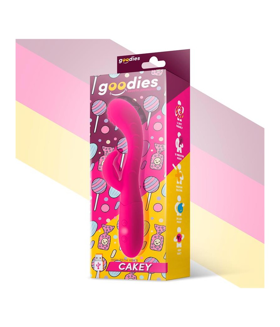 Cakey Vibrador Punto G y Conejito USB Silicona Fuchsia