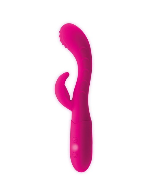 Cakey Vibrador Punto G y Conejito USB Silicona Fuchsia