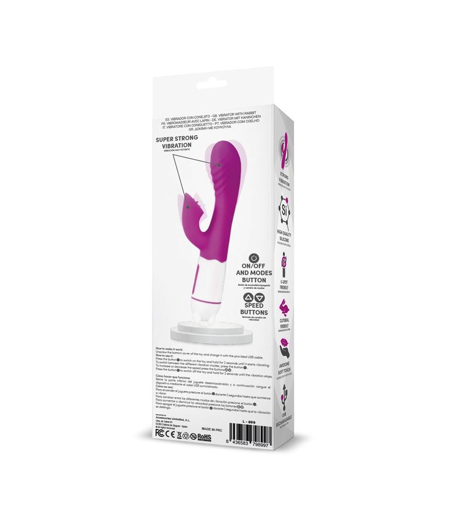 Billy Vibrador USB 36 Funciones Silicona Purpura