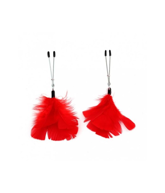 Pinzas para Pezones con Plumas Rojas Ajustables