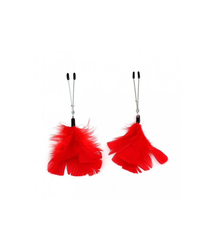 Pinzas para Pezones con Plumas Rojas Ajustables